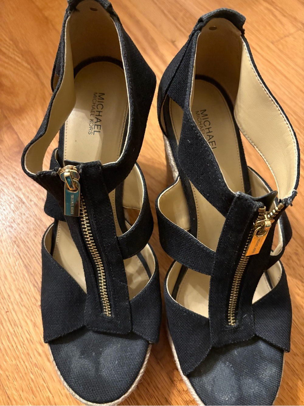 Michael Kors Black Canvas Wedge Espadrille Sandals (size 10) - Picture 6 of 6